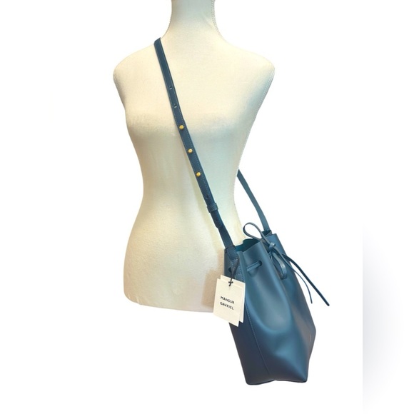 NWT Mansur Gavriel *MIDNIGHT BLUE* Mini Calf Leather Bucket Bag - Picture 13 of 13